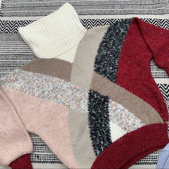 *HANDMADE* Oversized Knit Turtleneck Sweater size L/XL - Picture 3 of 4